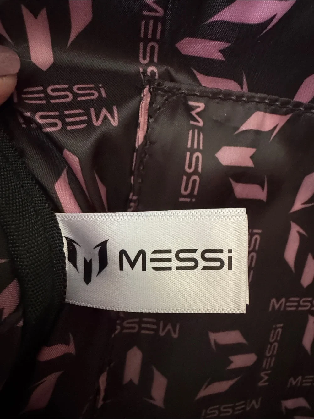 MESSI Black Backpack with Pink Logo - Unisex Everyday Backpack